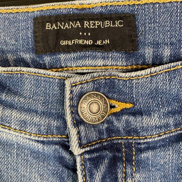 Banana Republic Mid-Rise Girlfriend‎ Women's Size 0 Blue Cotton Denim Jeans - Picture 5 of 9